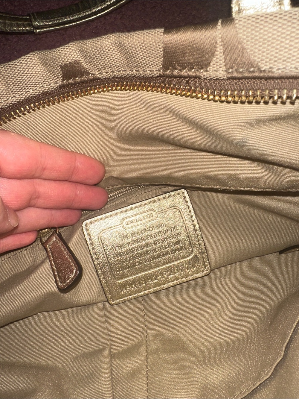 Coach Metallic-Trim Signature Tote in Brown and Gold - Picture 3 of 5